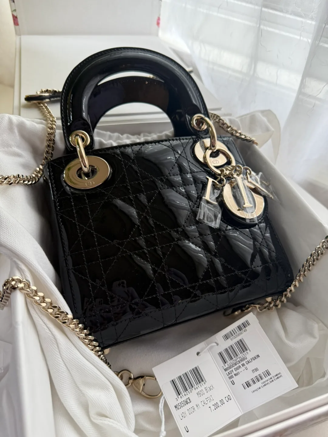 Brand new full set Lady Dior Mini black patent gold hardware image indicator(2)