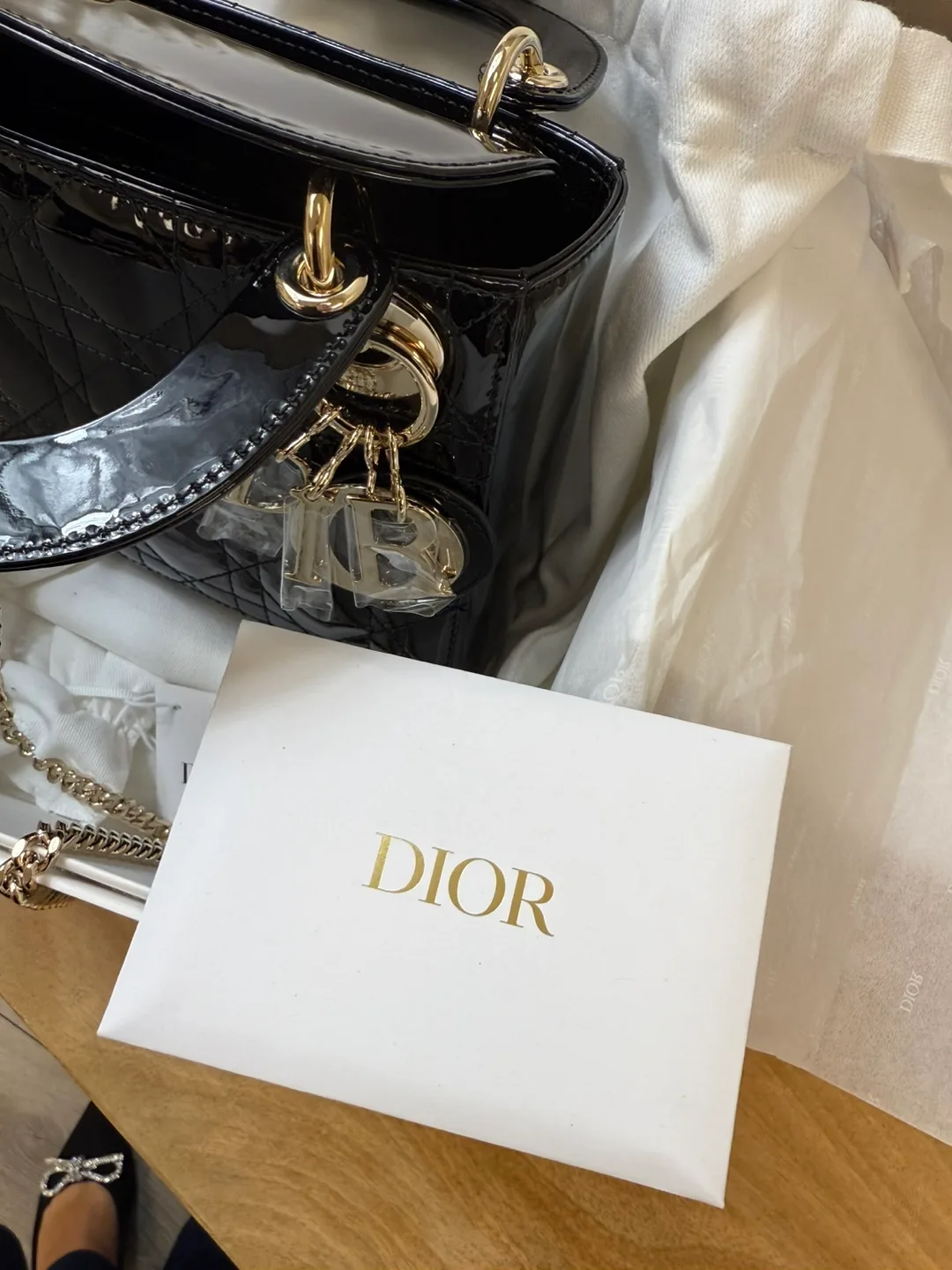 Brand new full set Lady Dior Mini black patent gold hardware image indicator(7)
