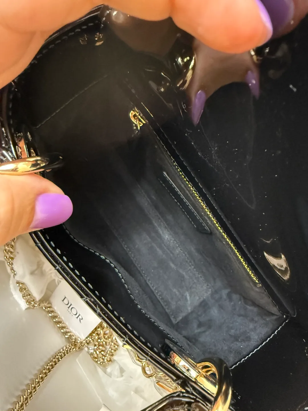Brand new full set Lady Dior Mini black patent gold hardware image indicator(9)
