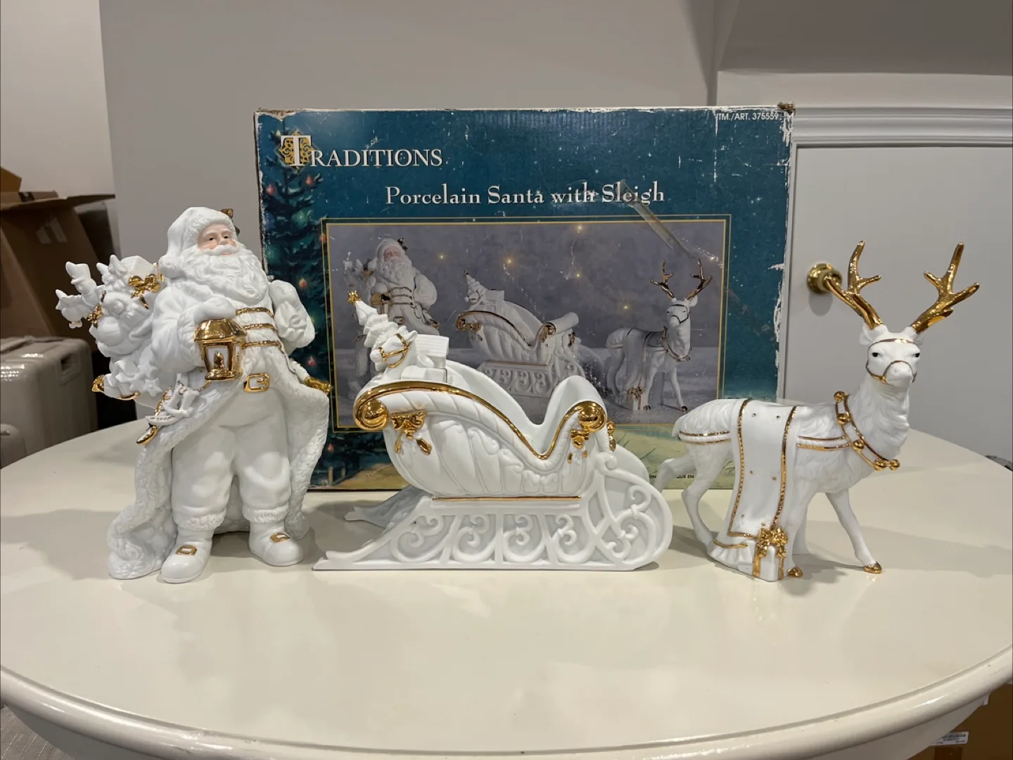 Traditions Porcelain Santa with Sleigh thumbnail