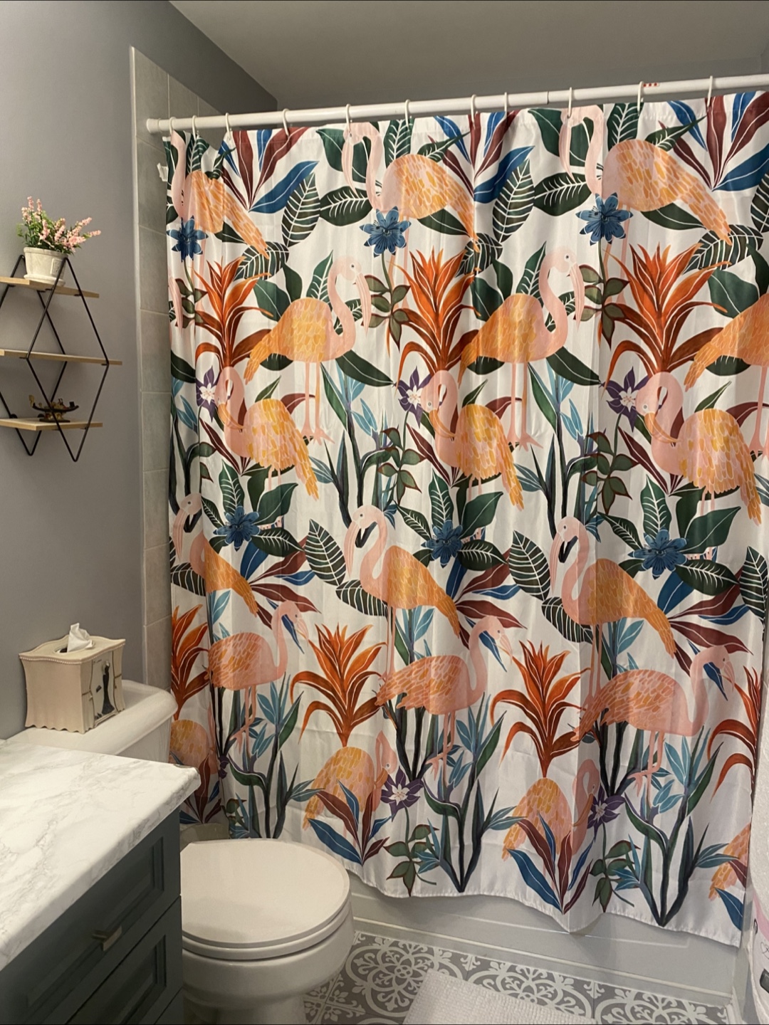 Flamingo Print Shower Curtain
