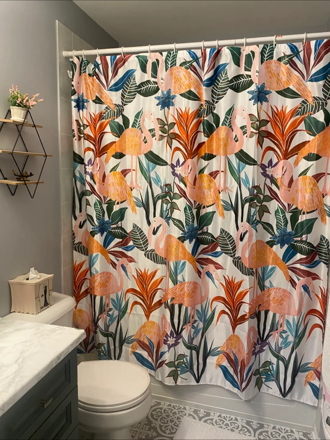 Flamingo Print Shower Curtain