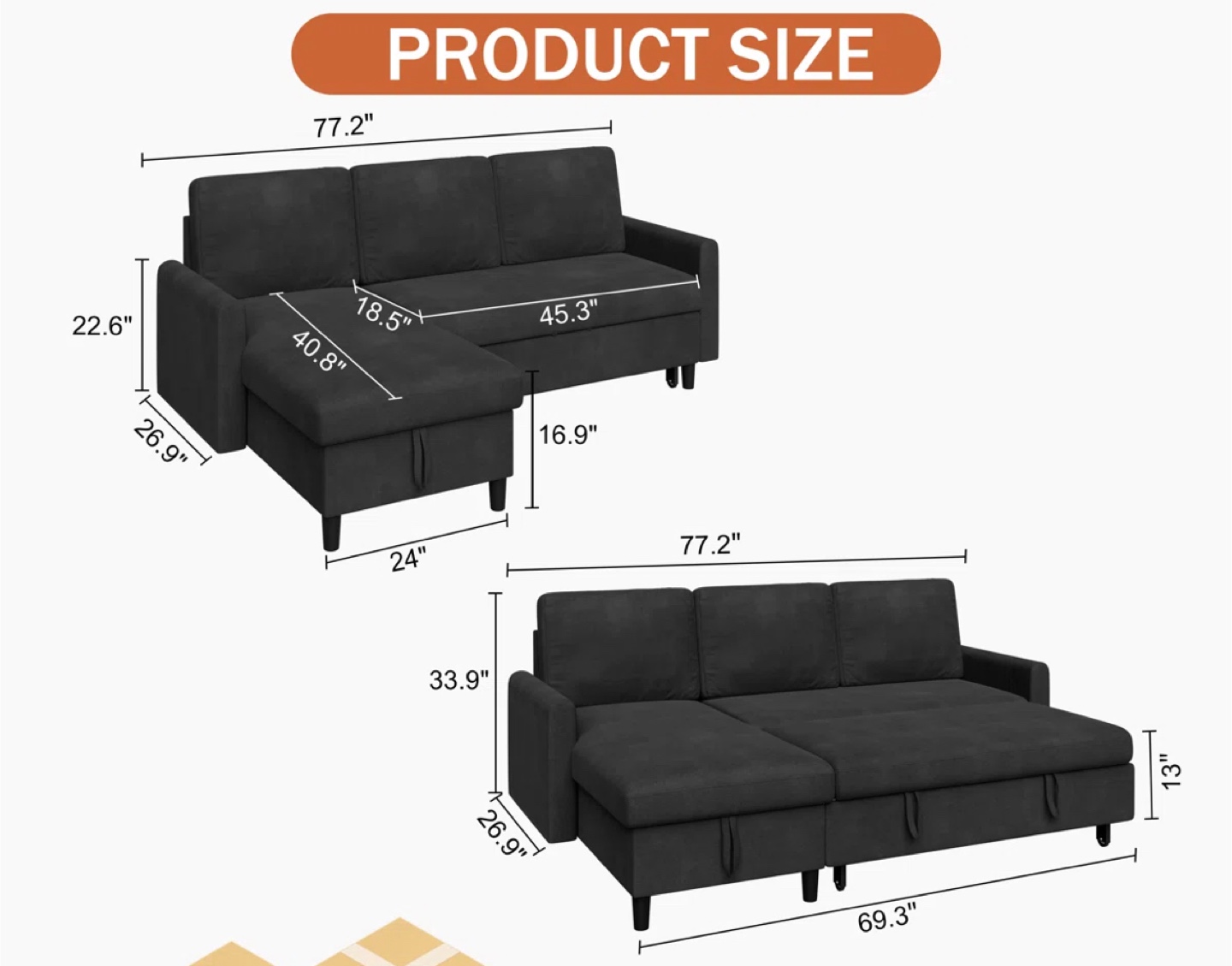 Convertible Sectional Sofa Couch with Storage - photo 5