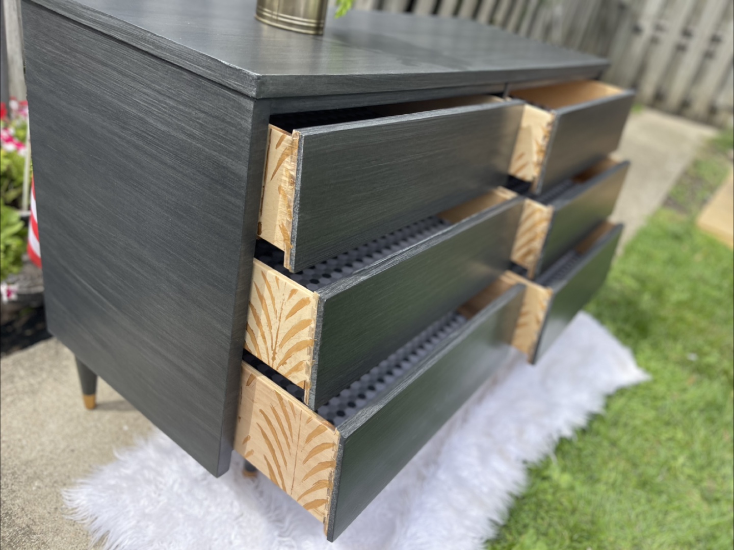 MCM 6 Drawers Brushed Gray/ Gold /Tv Stand / Mini Credenza - photo 3