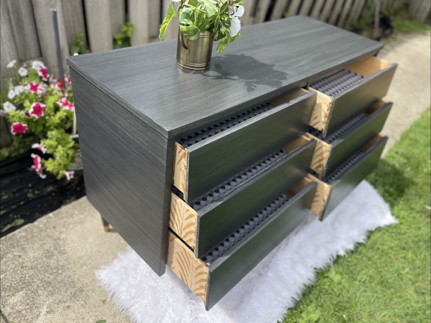 MCM 6 Drawers Brushed Gray/ Gold /Tv Stand / Mini Credenza - photo 4