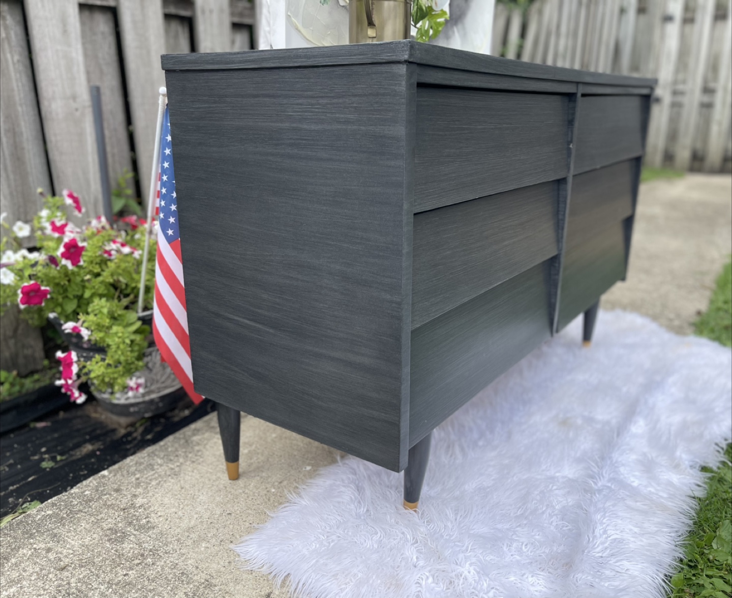 MCM 6 Drawers Brushed Gray/ Gold /Tv Stand / Mini Credenza - photo 2