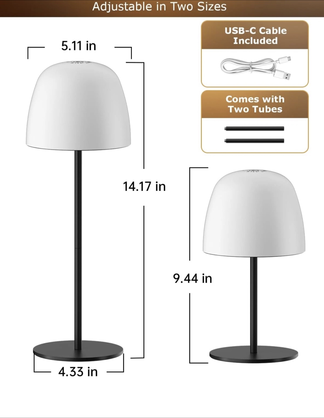 Cordless Portable Table Lamp - Adjustable Size - photo 3