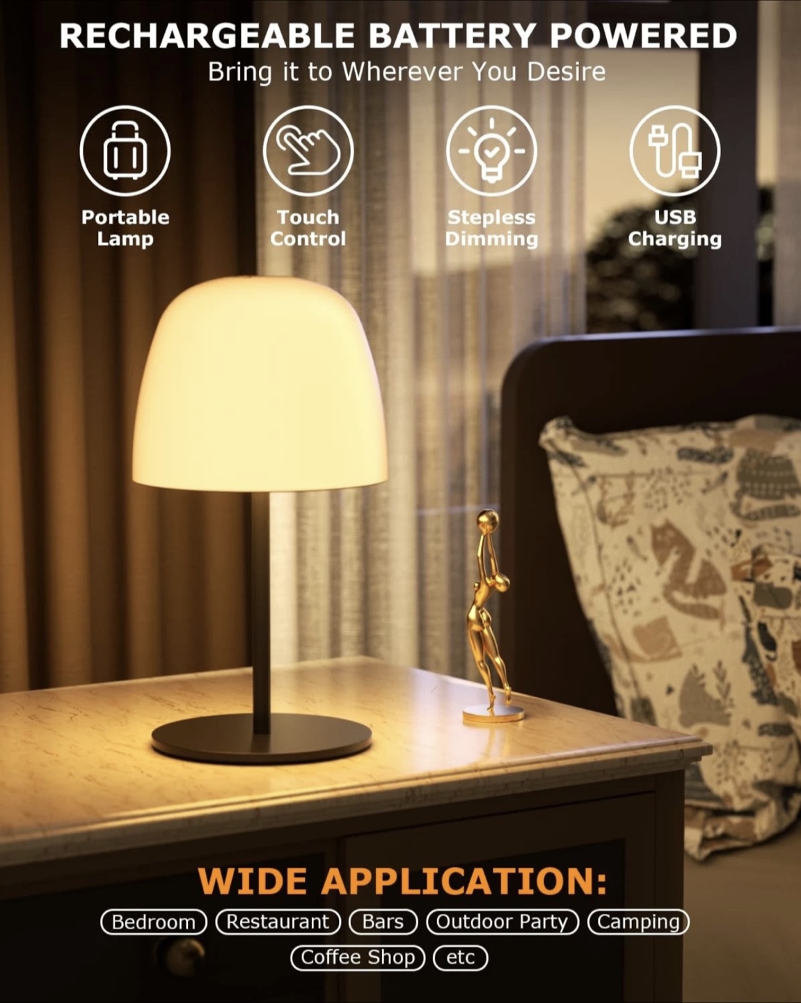 Cordless Portable Table Lamp - Adjustable Size - photo 5