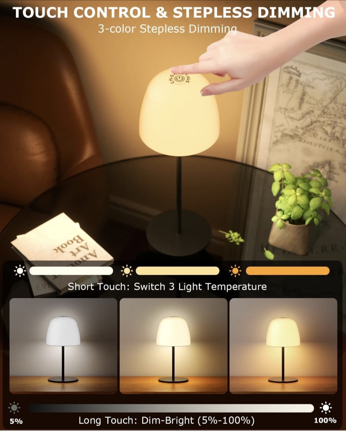 Cordless Portable Table Lamp - Adjustable Size - photo 2