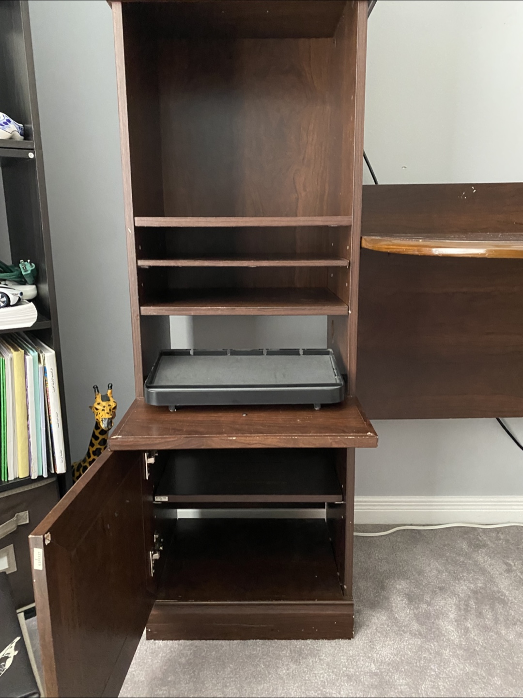 Brown Wood Desk with Hutch - photo 3