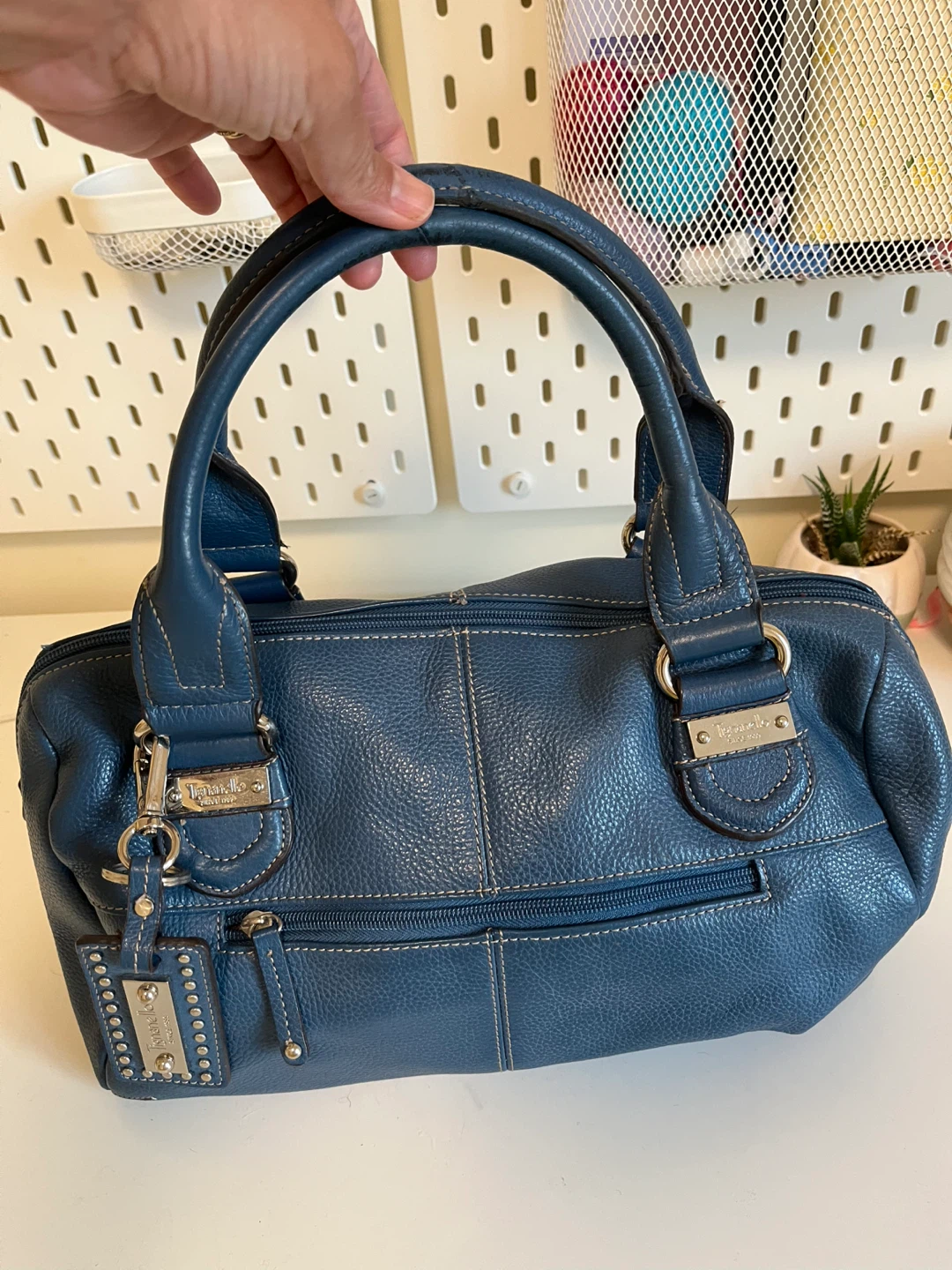 Tignanello Blue Leather Handbag
