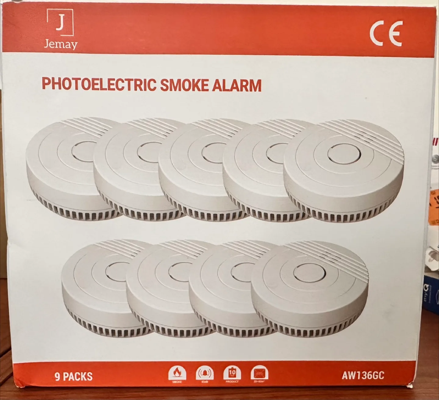 Jemay Photoelectric Smoke Alarm - 9 Pack thumbnail