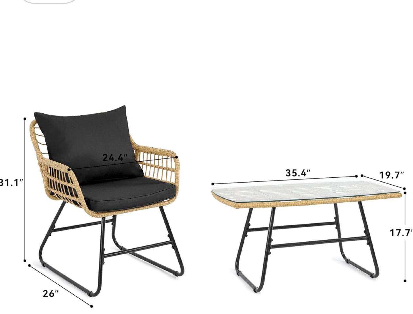 Outdoor Patio Furniture Set - 3 Piece