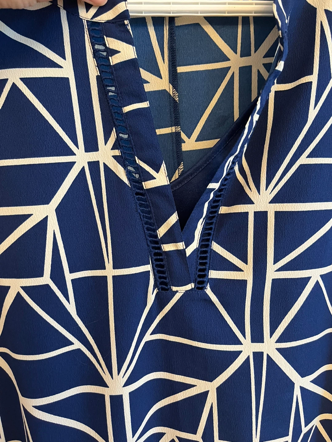 Blue & White Geometric Print Dress - photo 2
