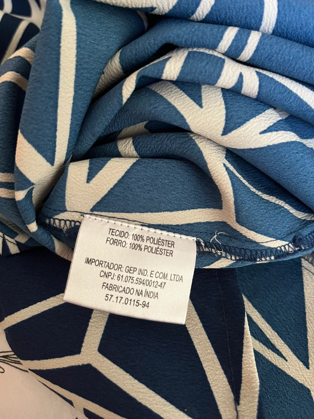 Blue & White Geometric Print Dress - photo 4