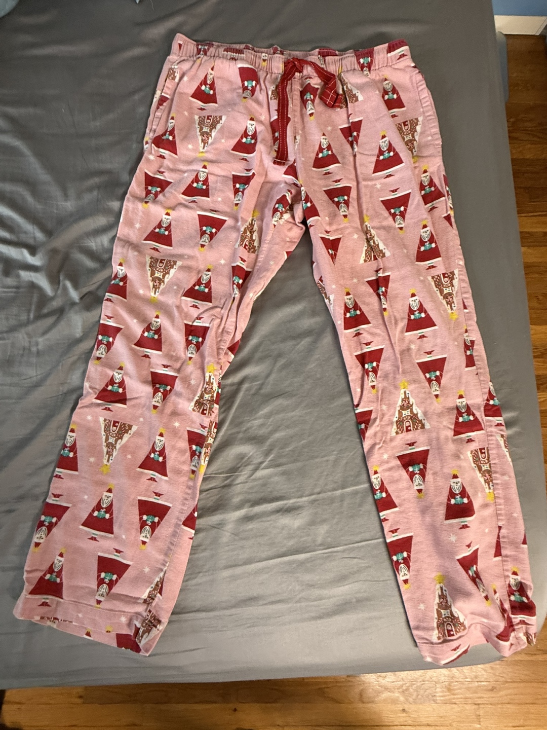 Pink Santa Print Pajama Pants