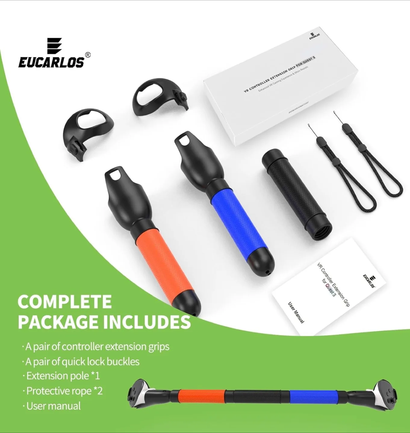 EUCARLOS VR Game Handle Extension Grips image indicator(6)