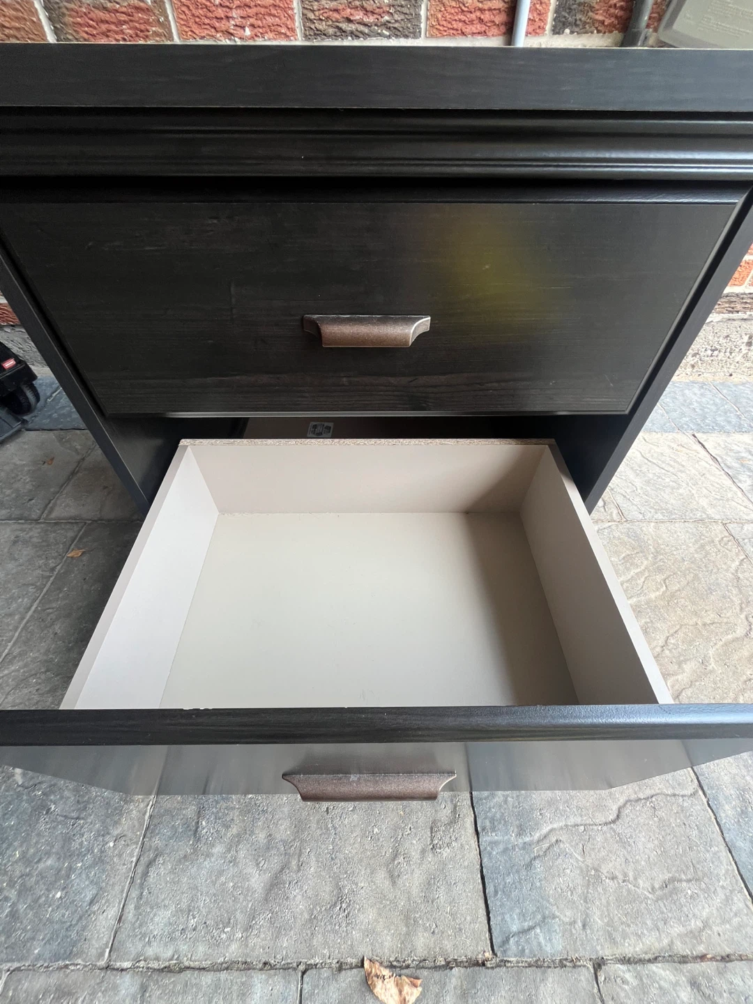 Dark Wood Nightstand with Drawers - photo 3