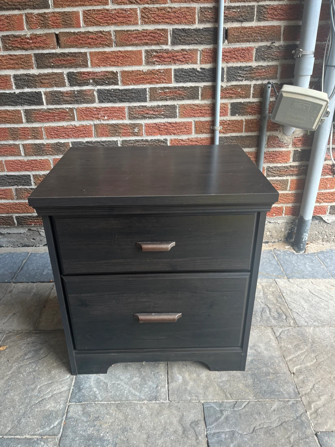 Dark Wood Nightstand with Drawers