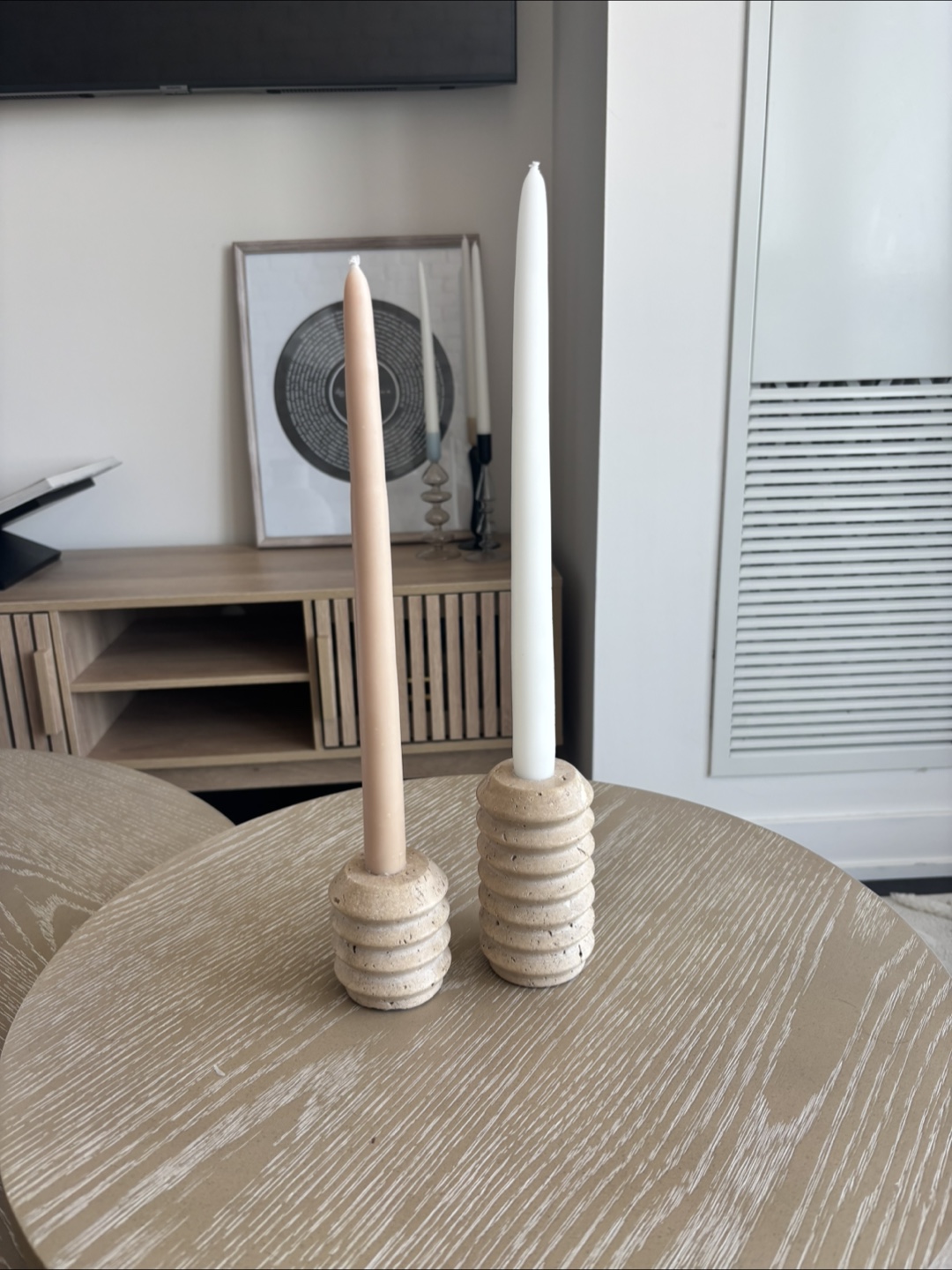 Travertine Stone Holders - Set of Two
