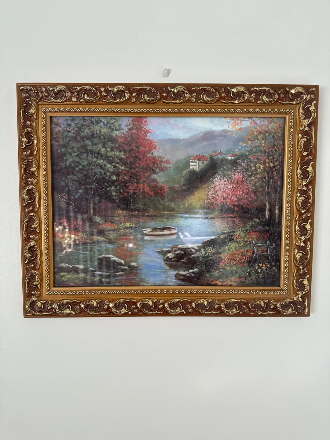 Framed River Landscape Painting