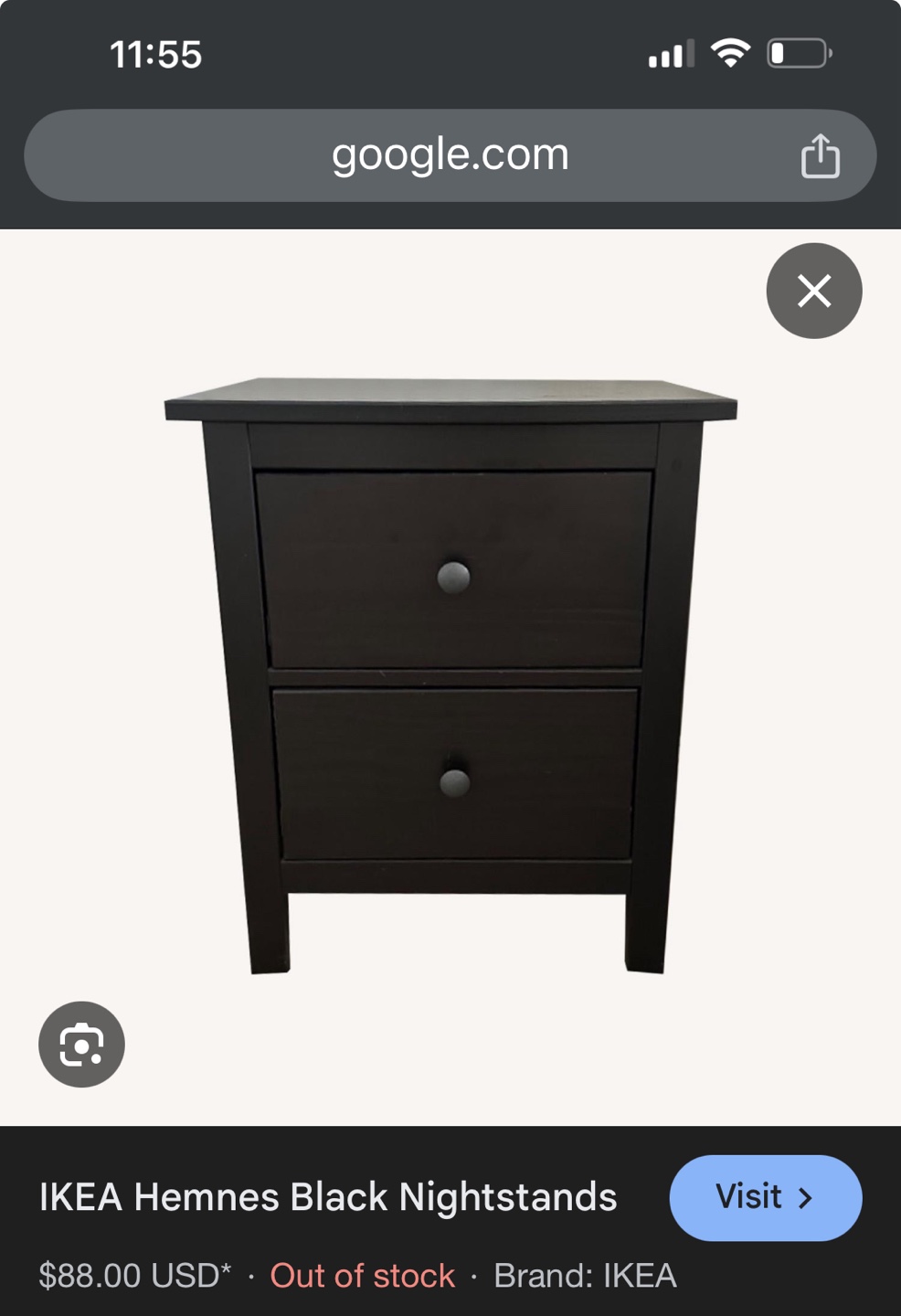 IKEA Hemnes Black Nightstand - photo 3