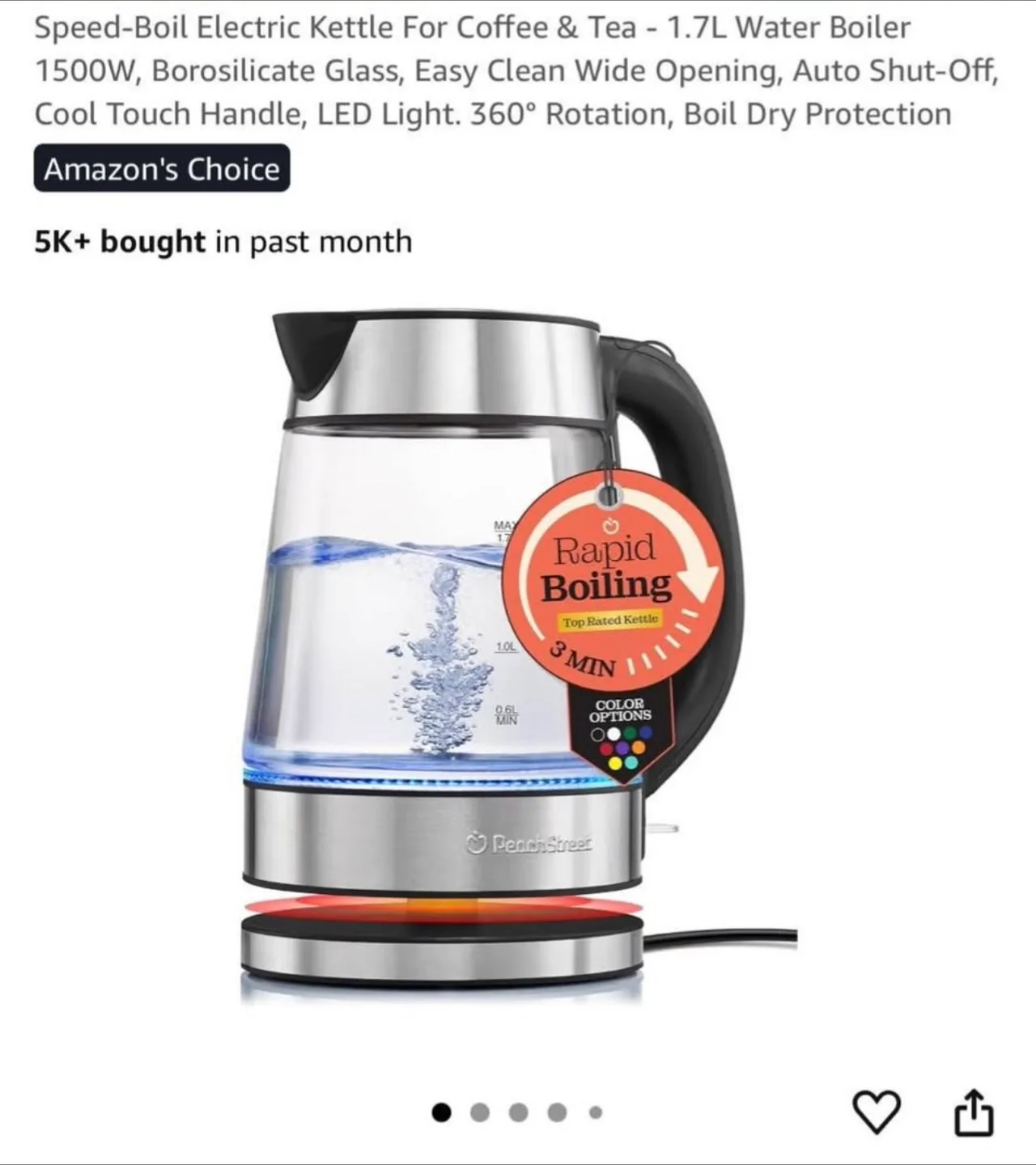 Peach Street Electric Kettle - 1.7L image indicator(2)