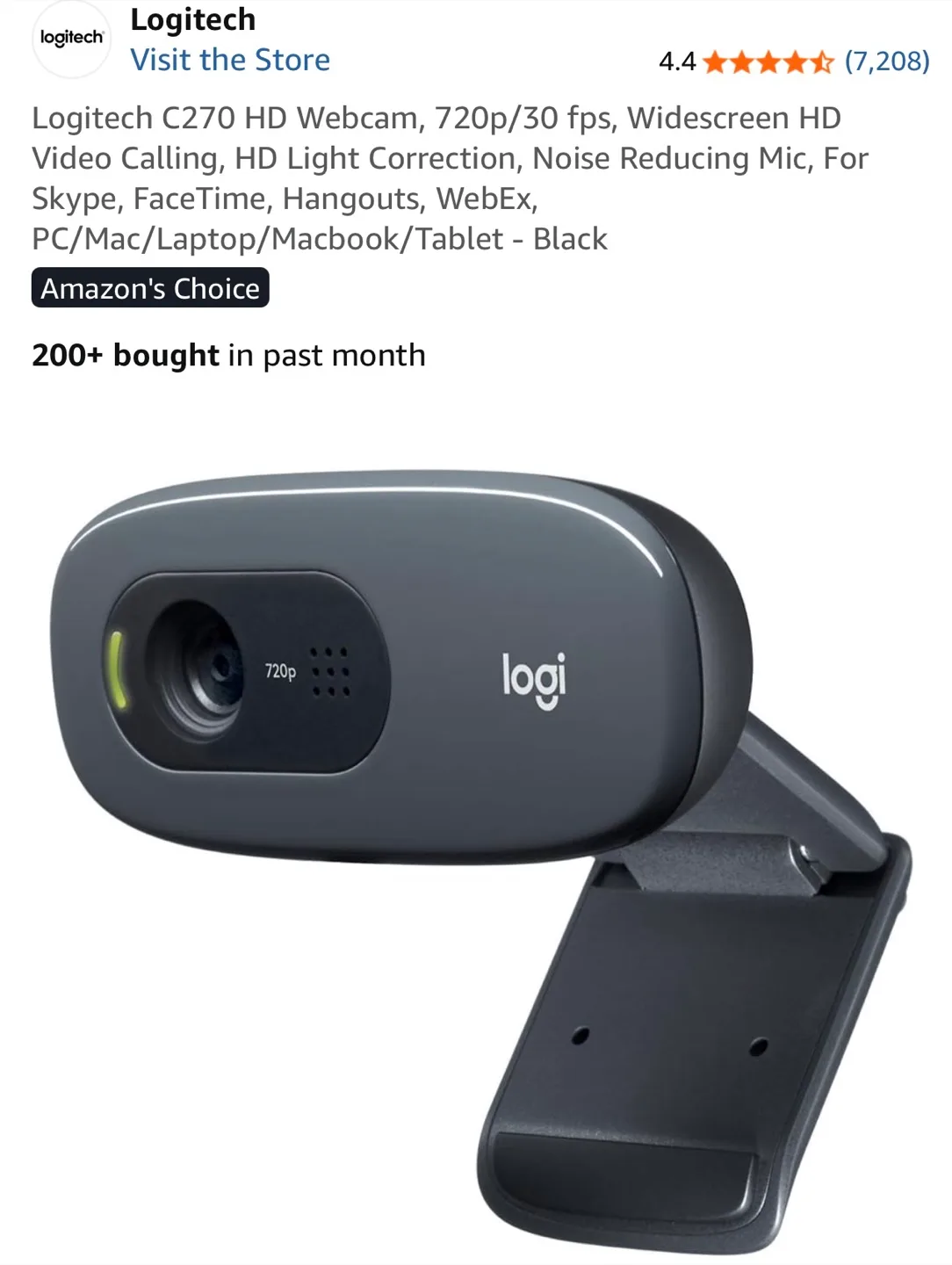 Logitech C270 HD Webcam - Black image indicator(2)