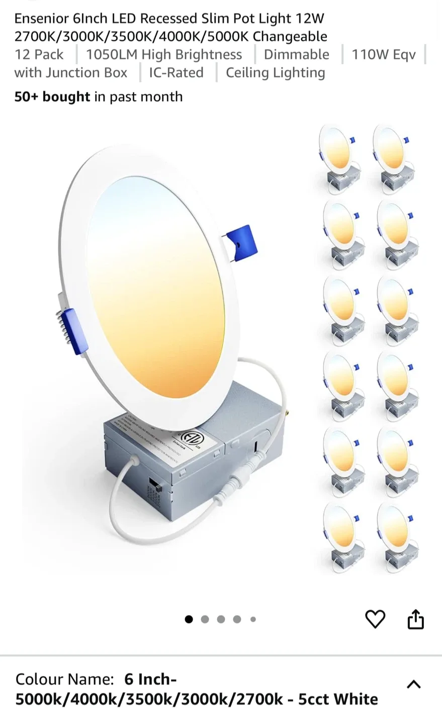 6-Inch LED Recessed Slim Pot Light 12 pack thumbnail