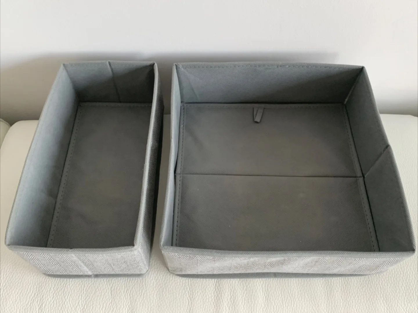 Grey Herringbone Fabric Storage Bins - Set of 2 image indicator(3)
