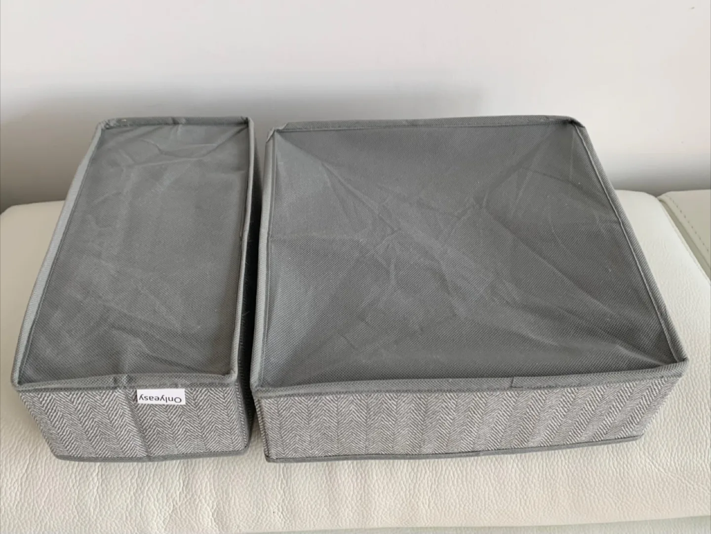 Grey Herringbone Fabric Storage Bins - Set of 2 image indicator(4)