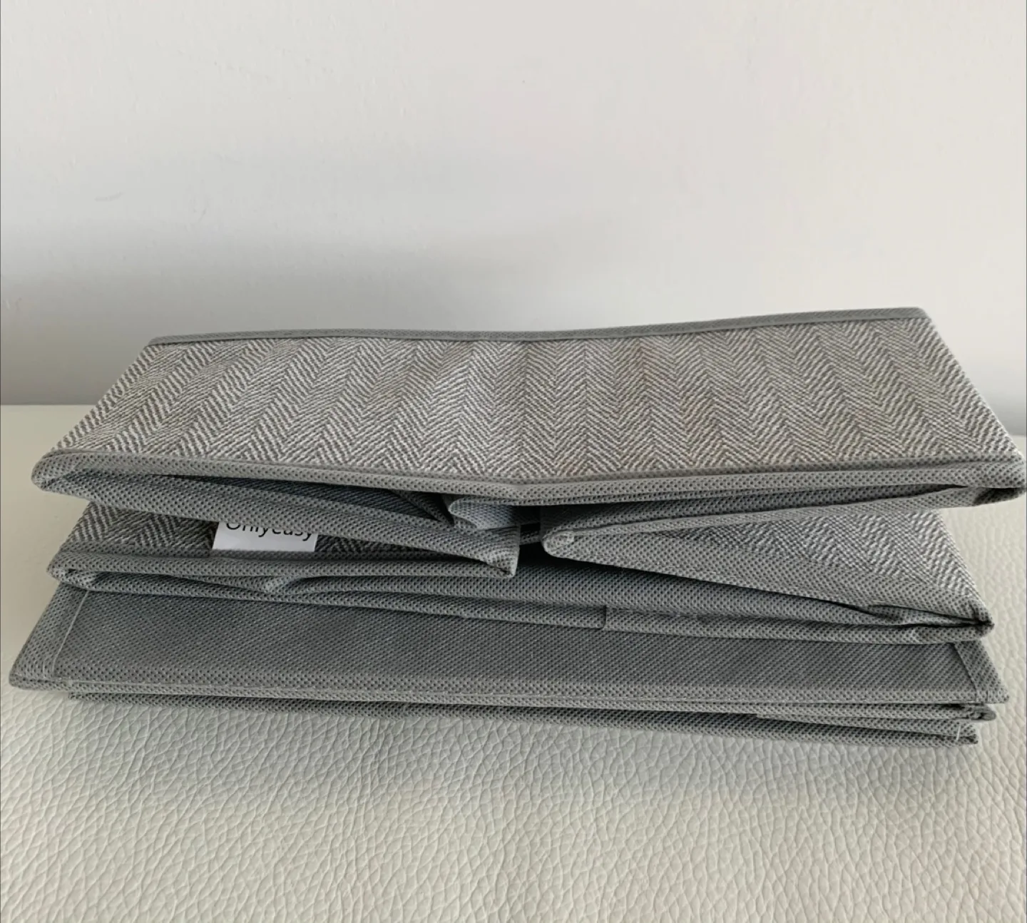 Grey Herringbone Fabric Storage Bins - Set of 2 image indicator(5)
