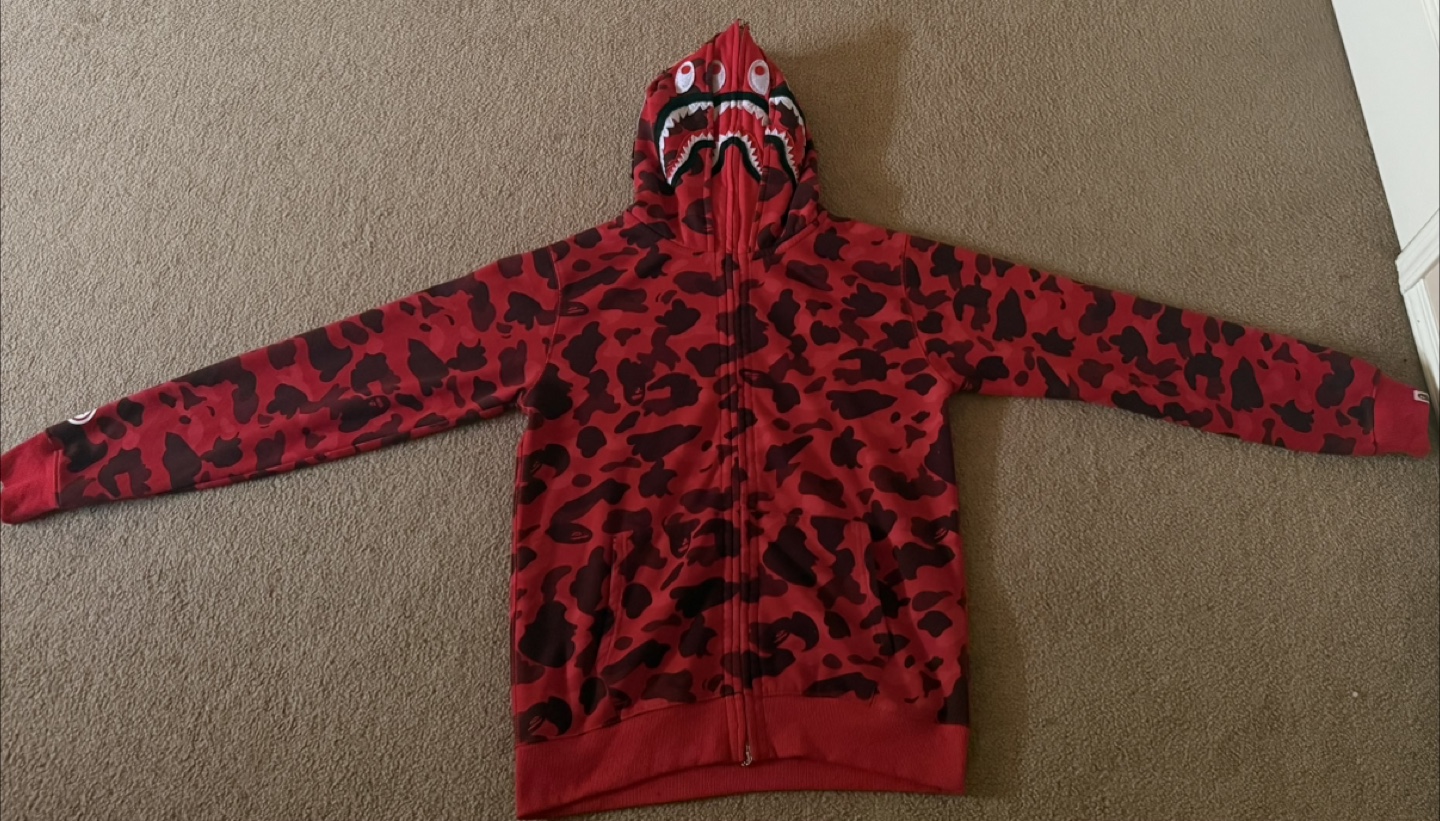Double hood red bape hoodie - photo 2