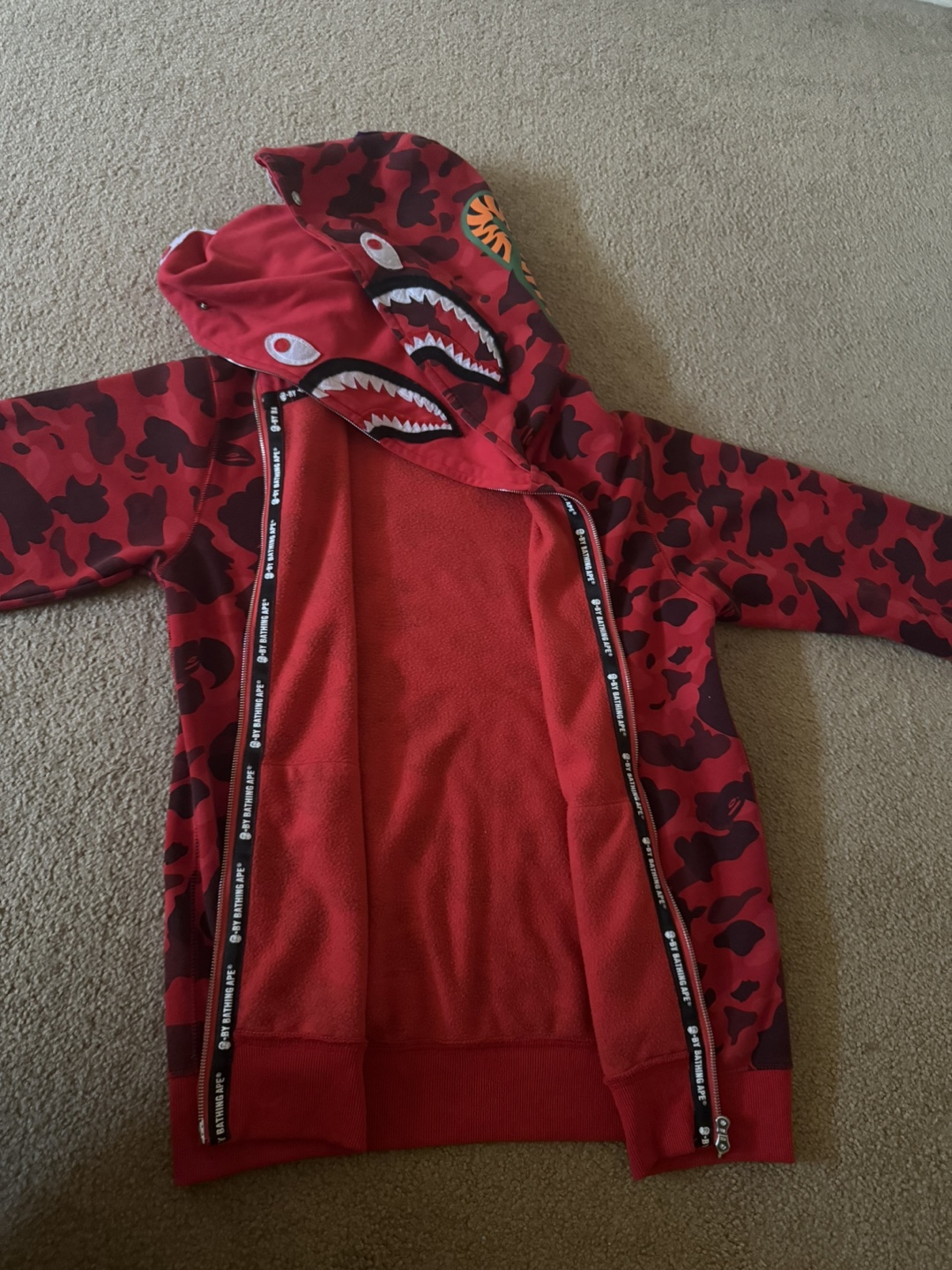 Double hood red bape hoodie