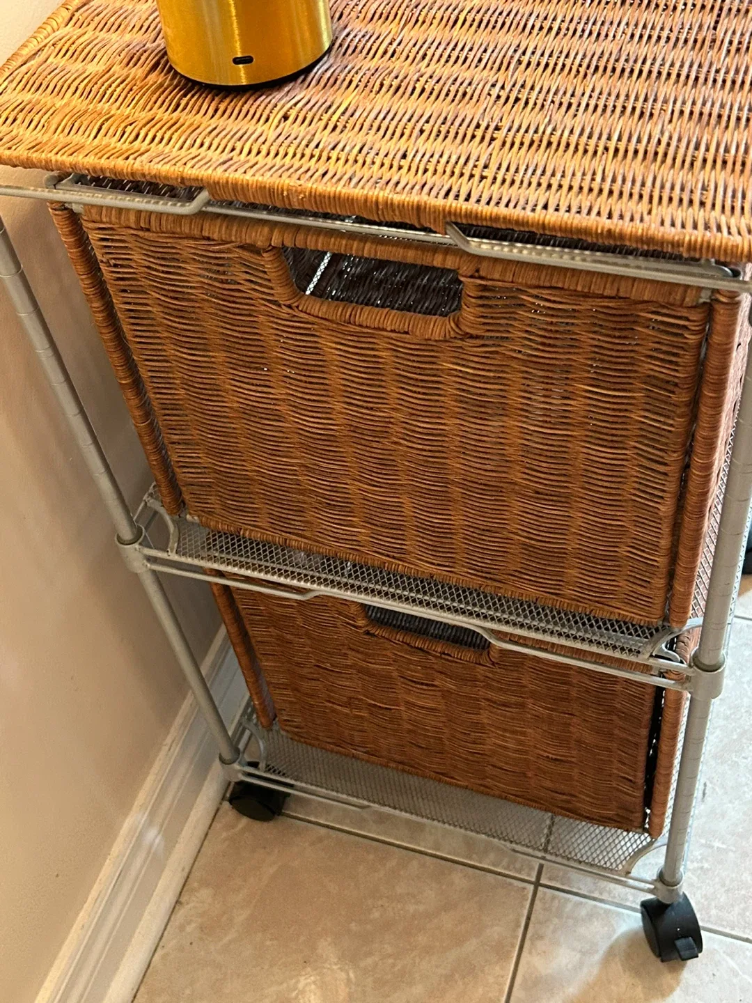 Wicker Basket Storage Unit with Wheels/ file cabinets image indicator(3)