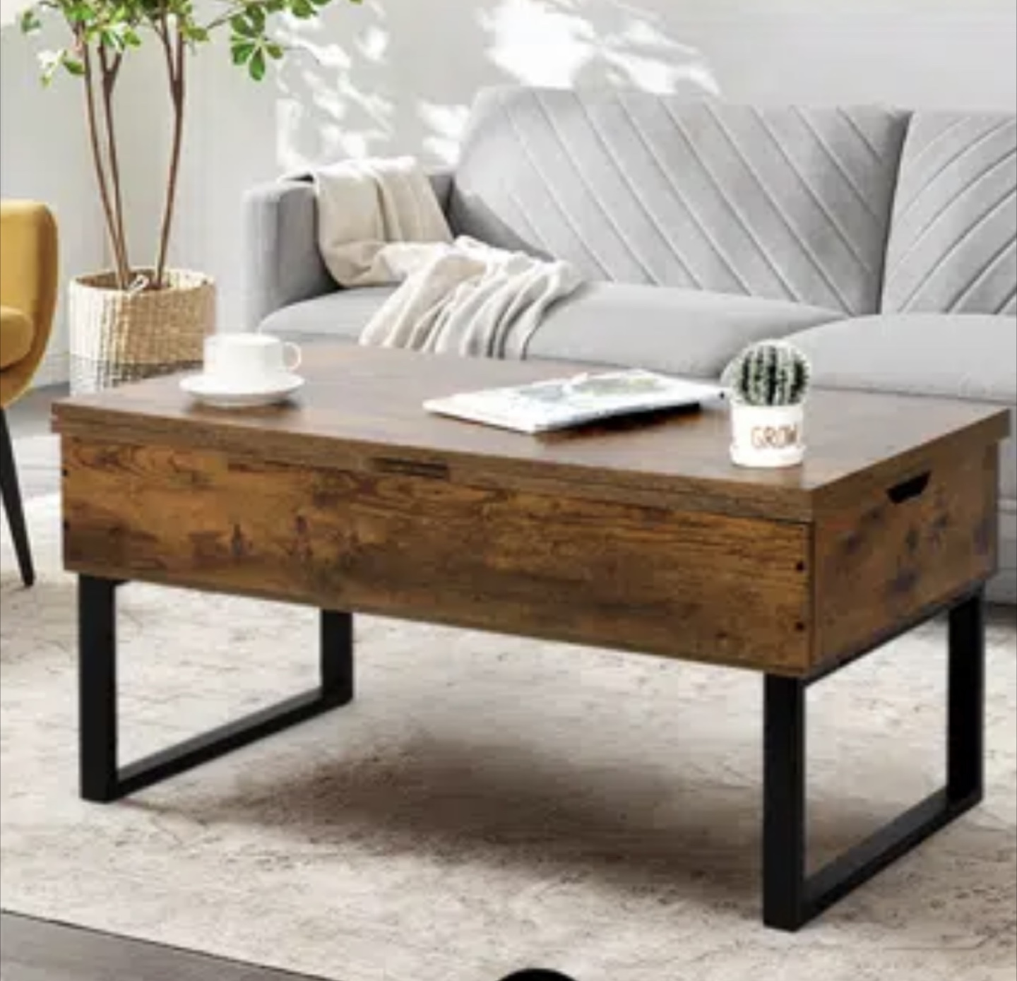 Lift Top Coffee Table - Rustic Brown