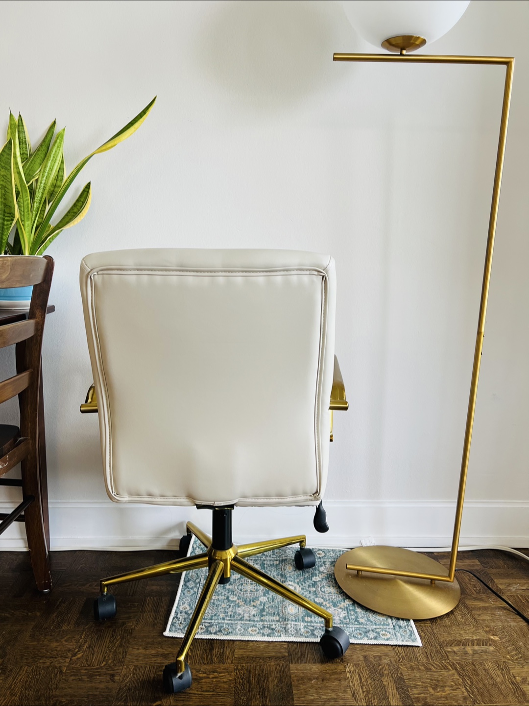 Leather & Gold Office Chair with Lumbar Support - photo 2