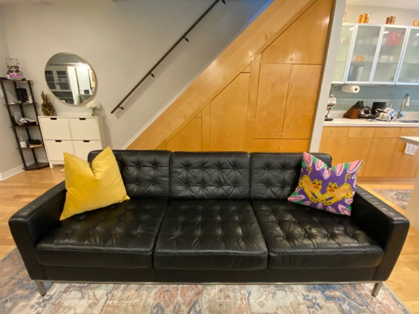EQ3 Reverie Leather Sofa - Black thumbnail
