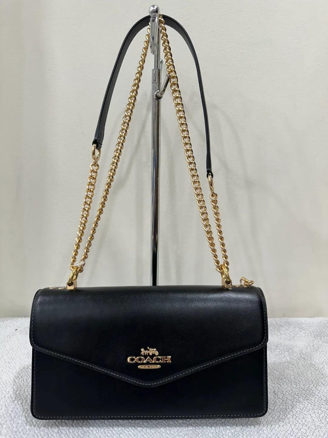 Brand New Coach Black Leather Chain Crossbody Bag thumbnail