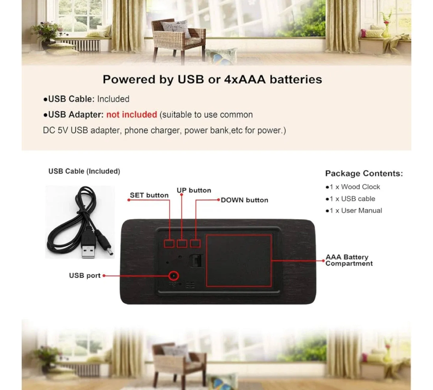 Modern Wooden Digital Clock image indicator(2)