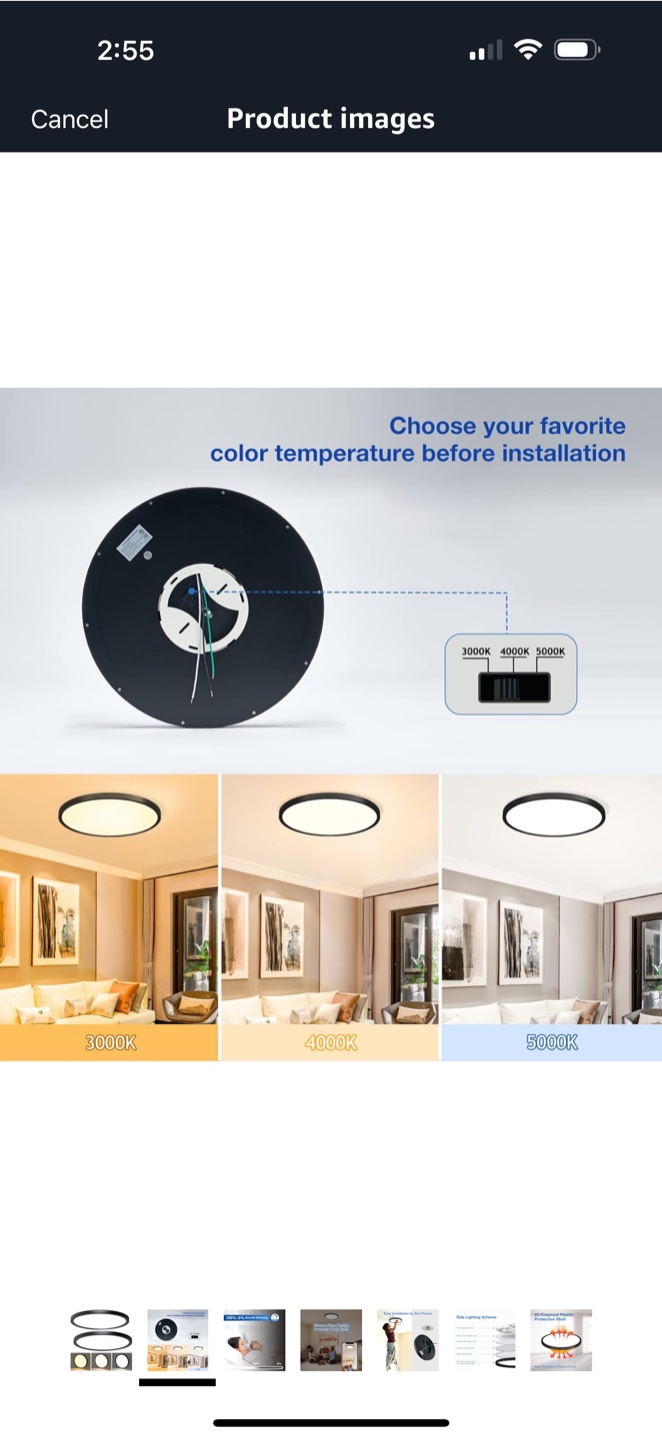 New set 15.8 inch LED Ceiling Light - Black - photo 5