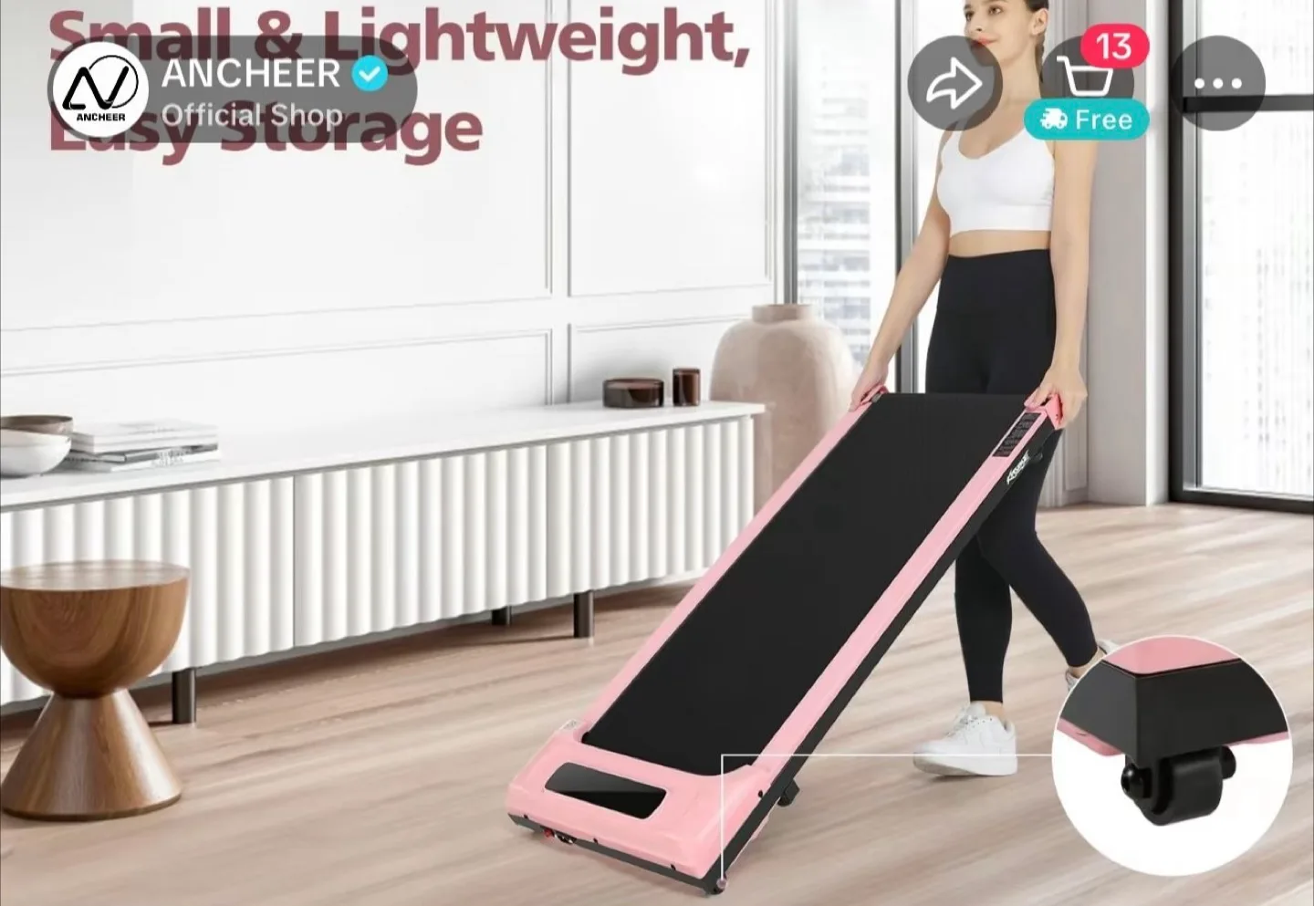Ancheer Under Desk Treadmill - Pink image indicator(4)
