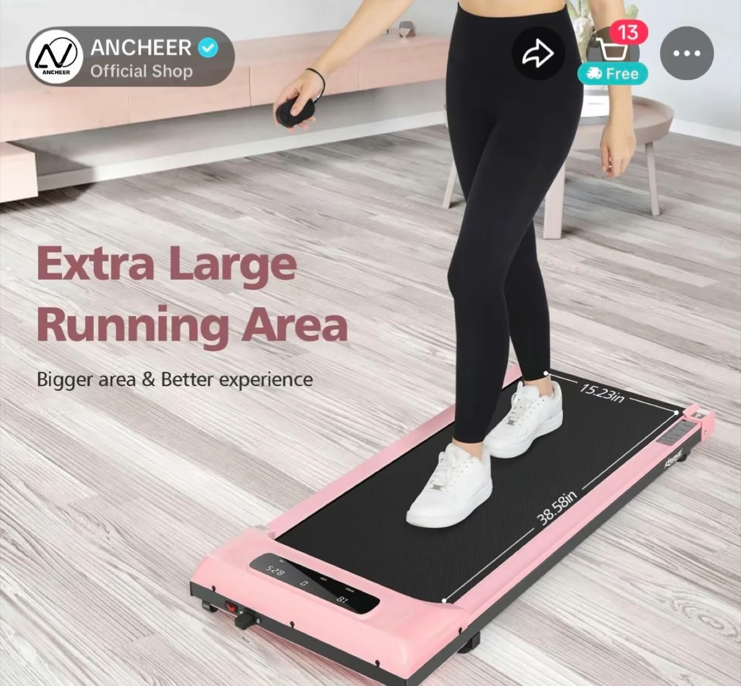 Ancheer Under Desk Treadmill - Pink image indicator(3)