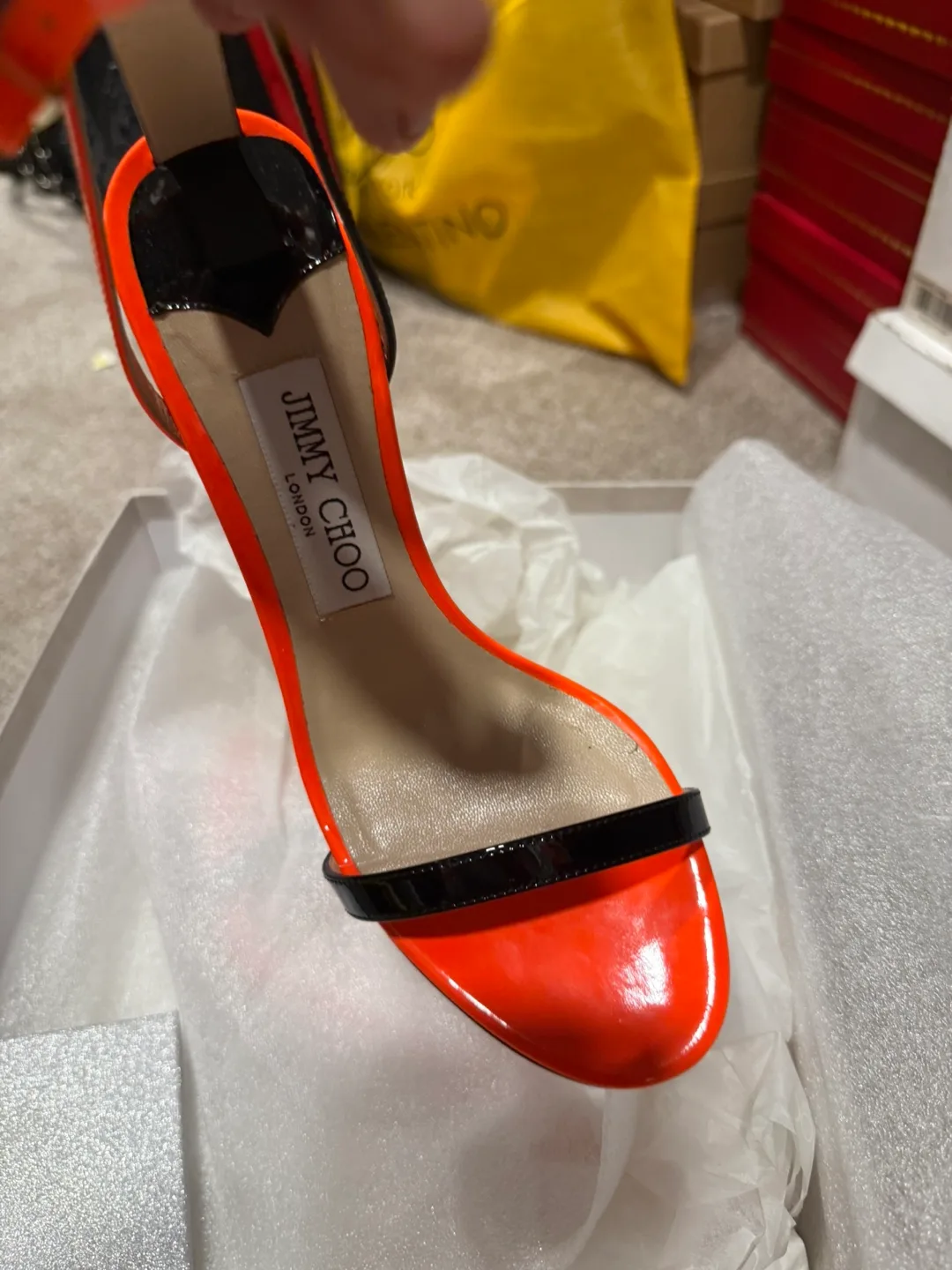 Jimmy Choo Fluo Leather Minny 85 Sandals image indicator(2)