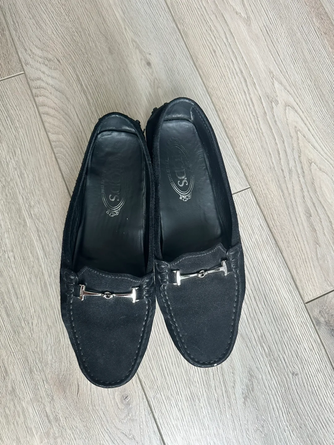 Tod's Black Suede Loafers Size 39.5 image indicator(3)