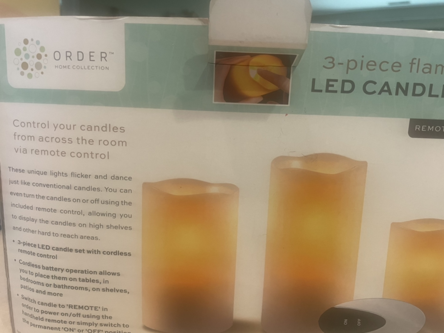 ORDER Home Collection 3-Piece Flameless LED Candle Set - New - photo 3
