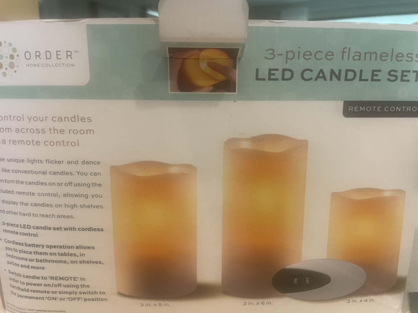 ORDER Home Collection 3-Piece Flameless LED Candle Set - New - photo 4