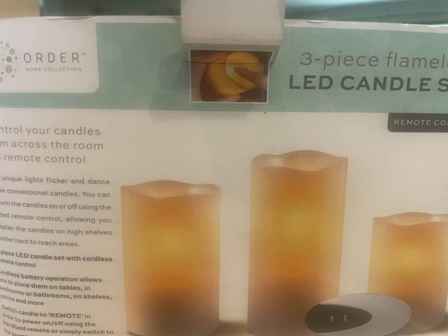 ORDER Home Collection 3-Piece Flameless LED Candle Set - New - photo 2