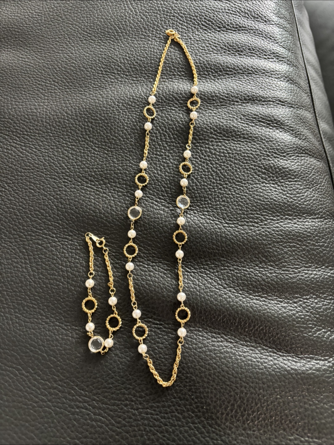 Gold Tone Necklace and Bracelet Set