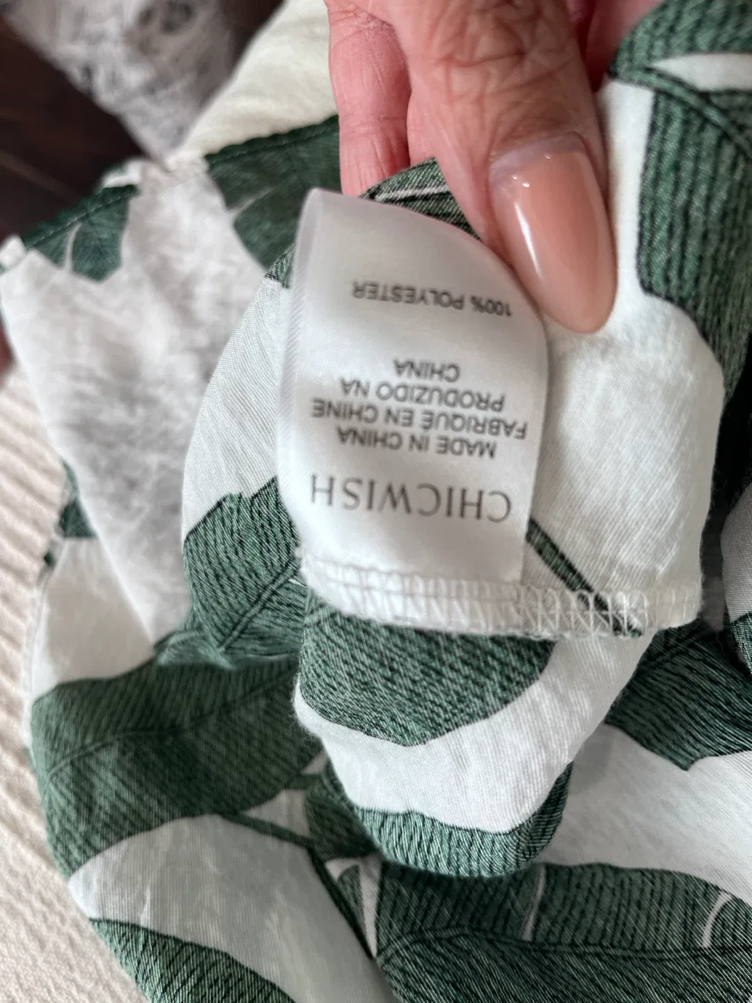 Chicwish White & Green Leaf Dress image indicator(4)